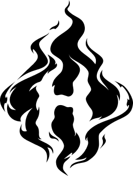 HolyHell Studio flame logo in black