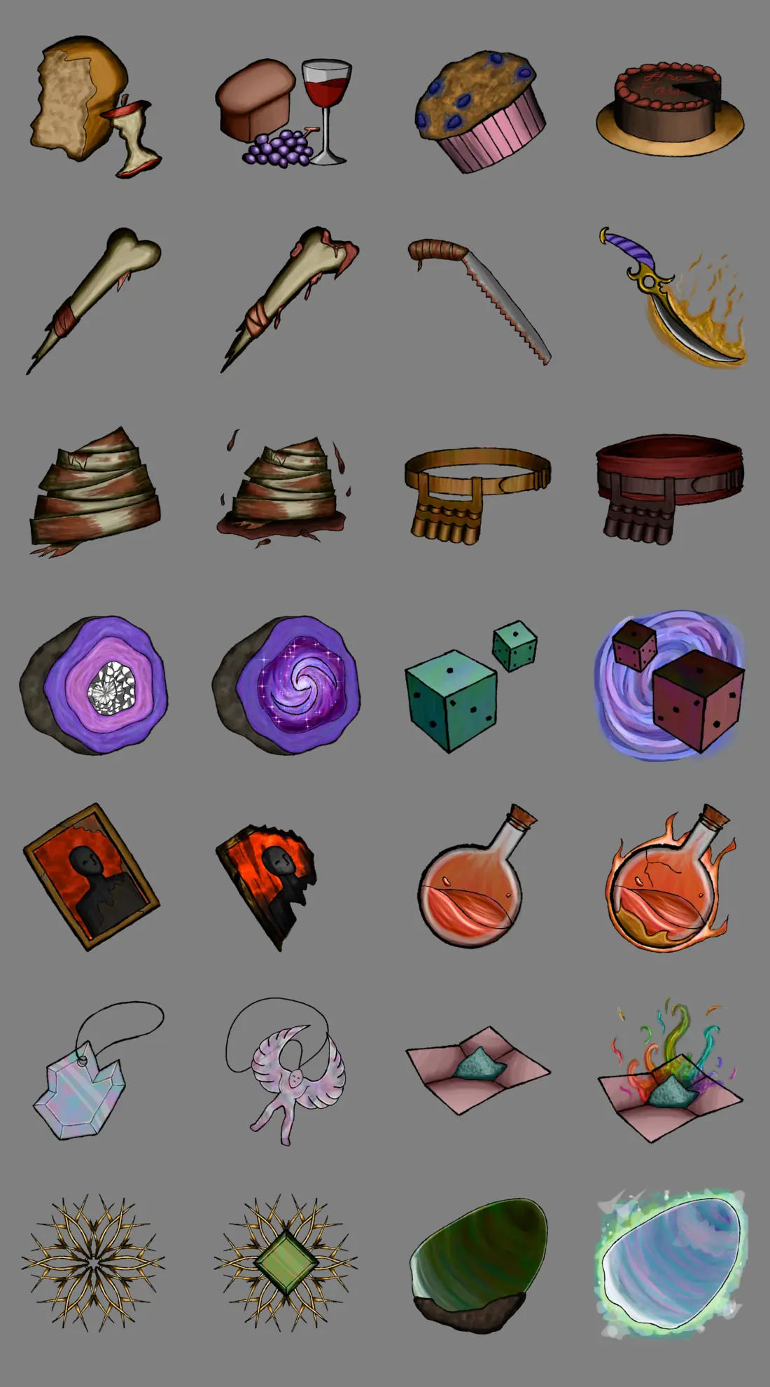 Equipment icons in two upgrade tiers
