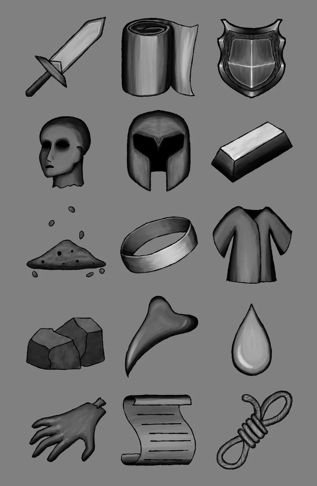 Greyscale shaded material icons