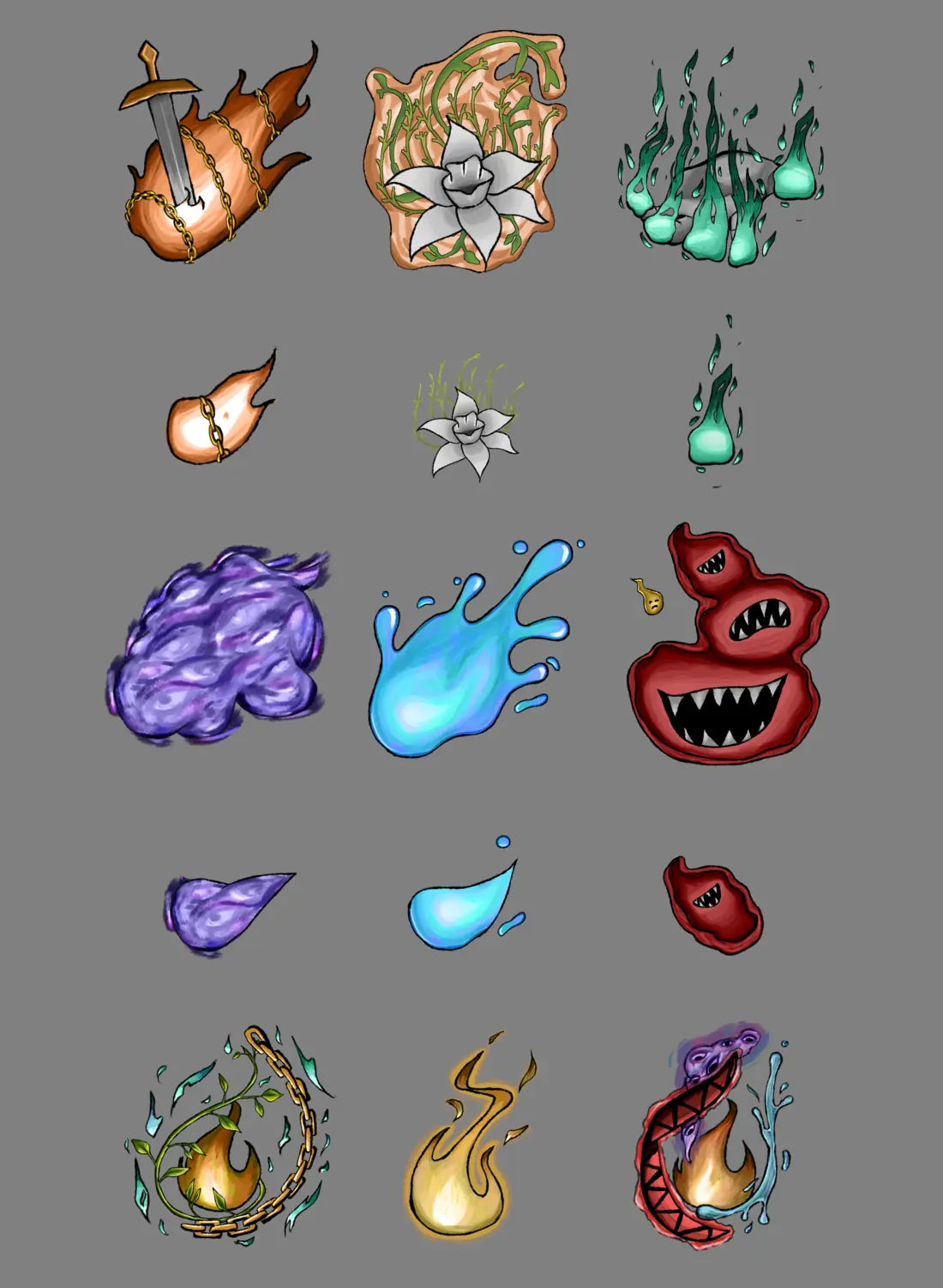All soul icons in large, small and flame-ring versions